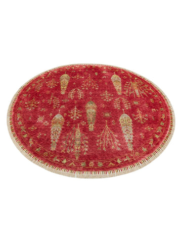 Oushak Carnaval Alfombra Uşak Moderna TENCEL™ 100% Natural, Fácil de Limpiar, Hecha a Mano 08 RED AUTUMN Q  