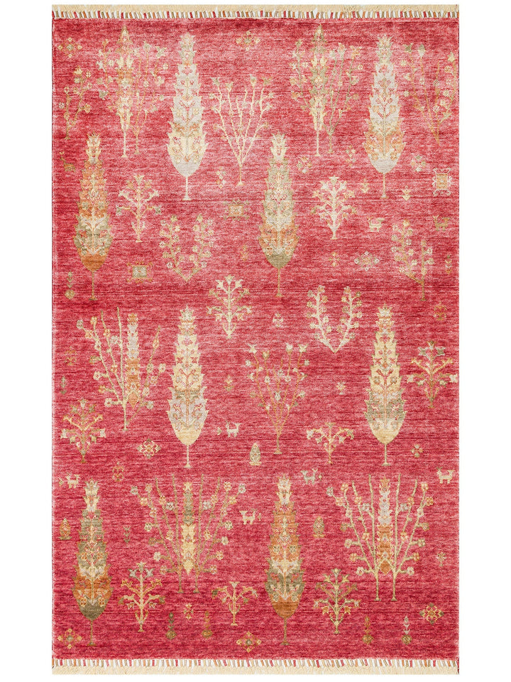 Oushak Carnaval %100 Naturel Kolay Temizlenir El Emeğiyle Üretilen TENCEL™ Modern Uşak Halısı 08 RED - Carpetdocia