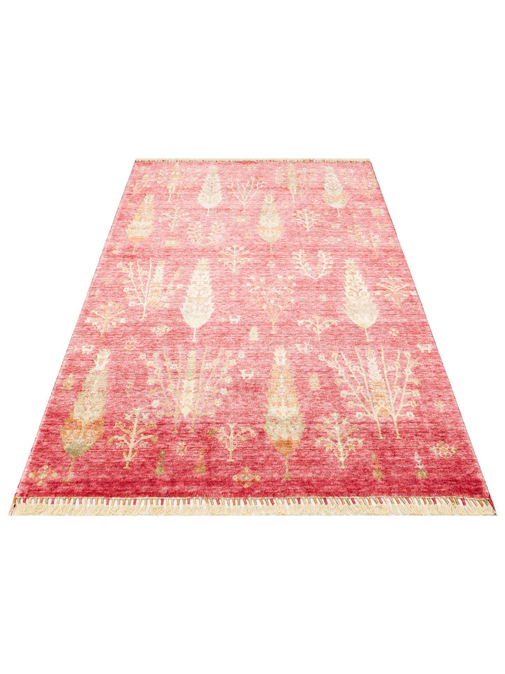Oushak Carnaval %100 Naturel Kolay Temizlenir El Emeğiyle Üretilen TENCEL™ Modern Uşak Halısı 08 RED - Carpetdocia
