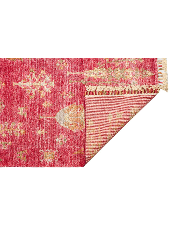 Oushak Carnaval %100 Naturel Kolay Temizlenir El Emeğiyle Üretilen TENCEL™ Modern Uşak Halısı 08 RED - Carpetdocia