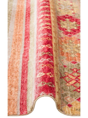 Oushak Carnaval Alfombra Uşak Moderna TENCEL™ 100% Natural, Fácil de Limpiar, Hecha a Mano 12 RED AUTUMN  