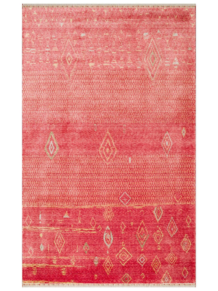 Oushak Carnaval %100 natürlich, leicht zu reinigen, handgefertigt, TENCEL™ moderner Uşak-Teppich 15 RED AUTUMN