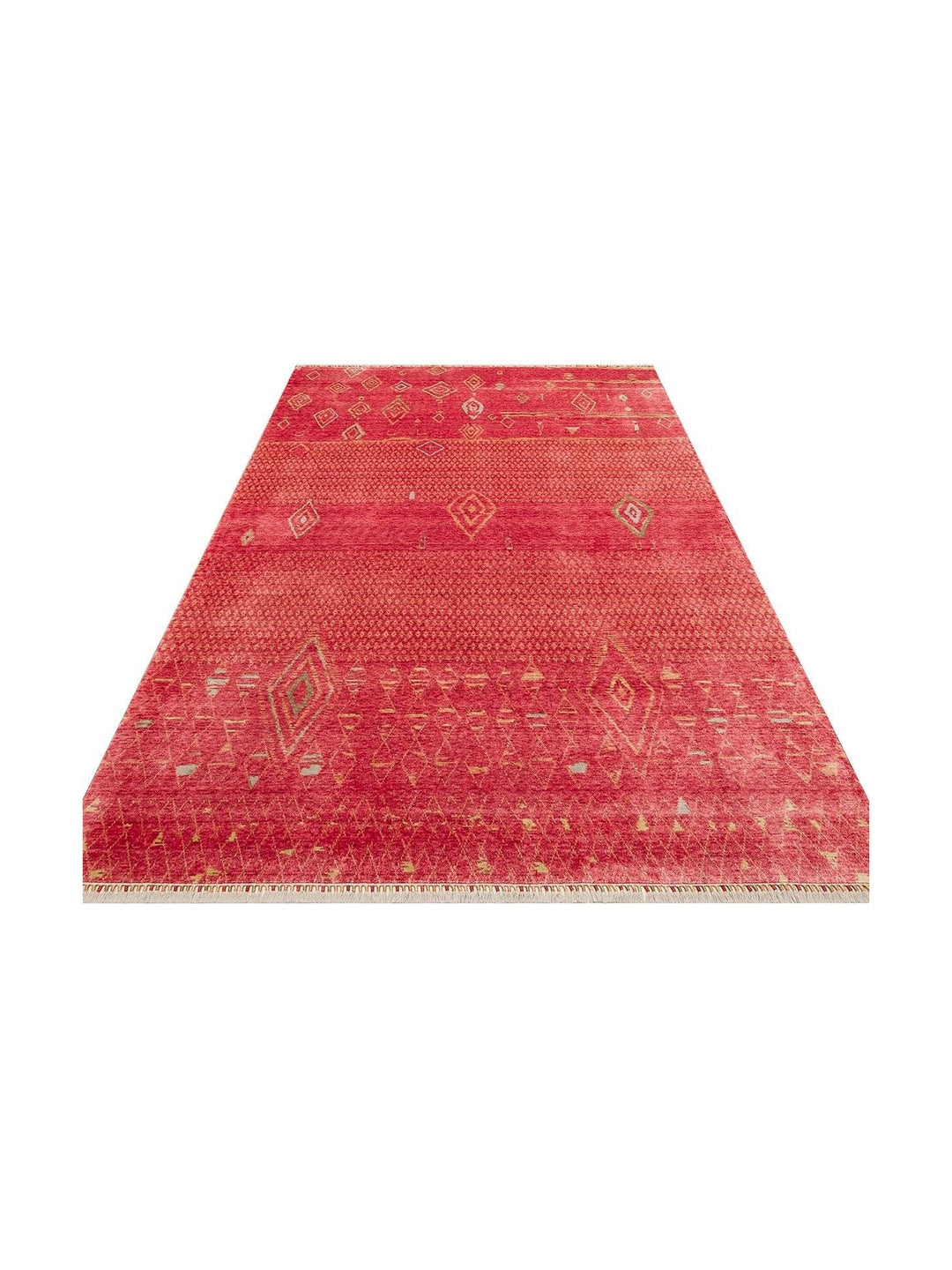 Oushak Carnaval %100 natürlich, leicht zu reinigen, handgefertigt, TENCEL™ moderner Uşak-Teppich 15 RED AUTUMN