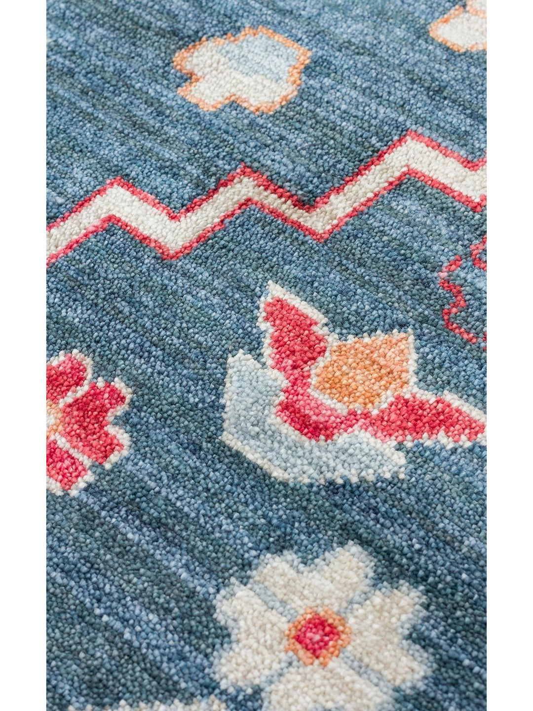 Oushak Carnaval %100 natürlich, leicht zu reinigen, handgefertigt, TENCEL™ moderner Uşak-Teppich 17 NAVY MULTY