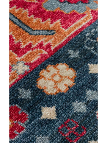 Oushak Carnaval 100% natural, fácil de limpiar, hecho a mano con TENCEL™ alfombra moderna Uşak 17 NAVY MULTY