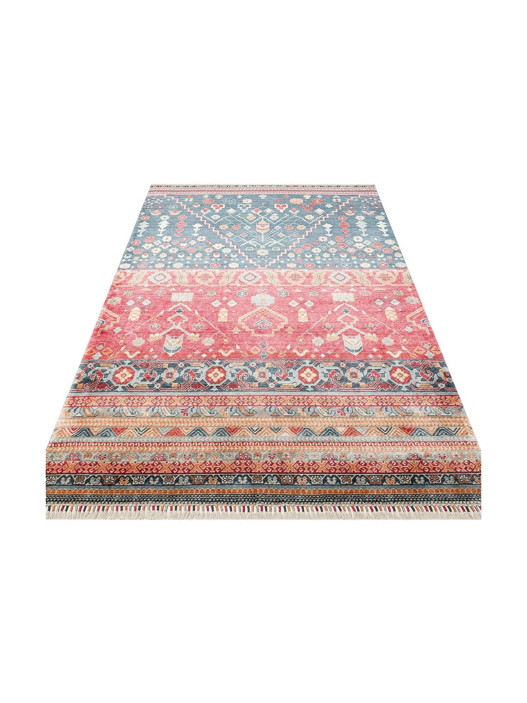 Oushak Carnaval %100 natürlich, leicht zu reinigen, handgefertigt, TENCEL™ moderner Uşak-Teppich 17 NAVY MULTY