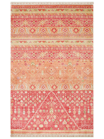 Oushak Carnaval 100% natural, fácil de limpiar, hecho a mano con TENCEL™ alfombra moderna Uşak 17 RED AUTUMN