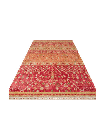 Oushak Carnaval 100% natural, fácil de limpiar, hecho a mano con TENCEL™ alfombra moderna Uşak 17 RED AUTUMN