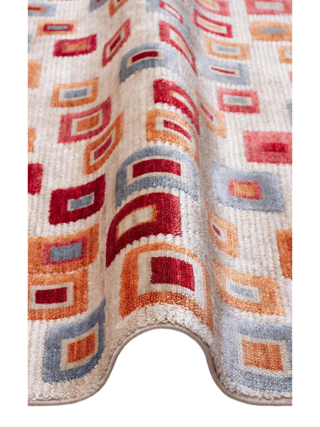 Oushak Carnaval %100 natürlich, leicht zu reinigen, handgefertigt, TENCEL™ moderner Uşak-Teppich 21 BEIGE MULTY