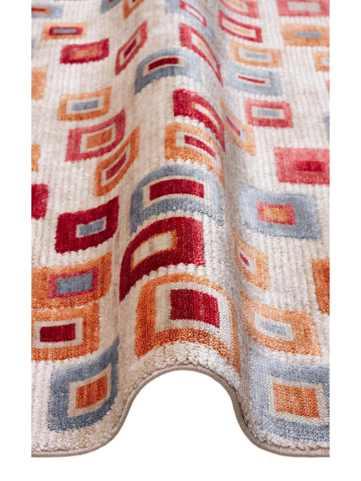 Oushak Carnaval %100 natürlich, leicht zu reinigen, handgefertigt, TENCEL™ moderner Uşak-Teppich 21 BEIGE MULTY