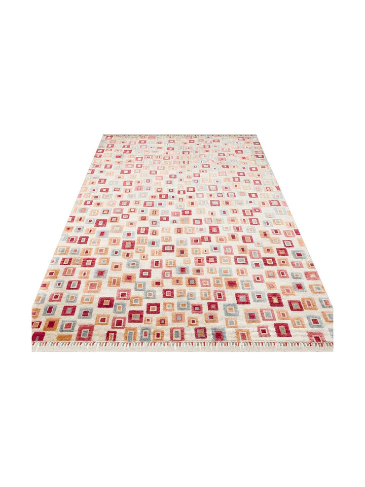 Oushak Carnaval %100 natürlich, leicht zu reinigen, handgefertigt, TENCEL™ moderner Uşak-Teppich 21 BEIGE MULTY