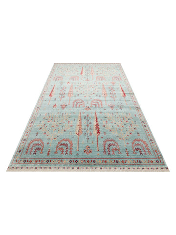 Oushak Carnaval alfombra moderna Uşak hecha a mano con TENCEL™ 100% natural, fácil de limpiar 22 TURQUOISE