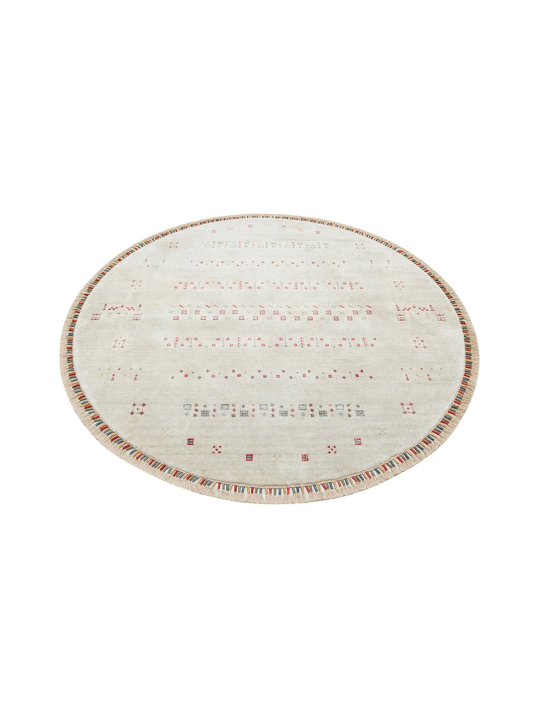 Oushak Carnaval %100 Naturel Kolay Temizlenir El Emeğiyle Üretilen TENCEL™ Yuvarlak Uşak Halısı 06 BEIGE Q - Carpetdocia