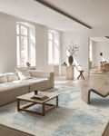 Palette Series 100% Natural Wool Viscose Cotton Handwoven Scandinavian Living Room Sitting Room Rug BEIGE BLUE