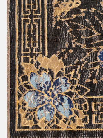 Ruggadocia Hokusai Sakura Dağ Desenli Halı detay
