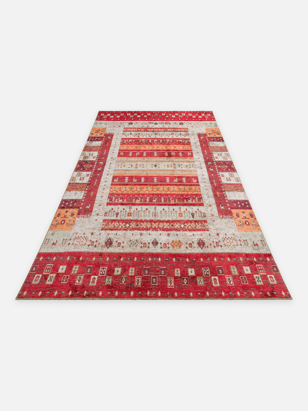 Ruggadocia Kaşkuli Lori Tribal Desenli Halı Kırmızı detay