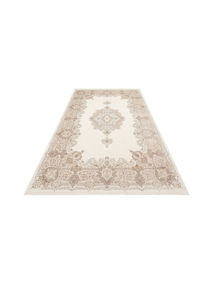 Üsküdar Serisi Yüksek Kaliteli Sık Dokuma Modern Salon Halısı 01 CREAM BEIGE - Carpetdocia