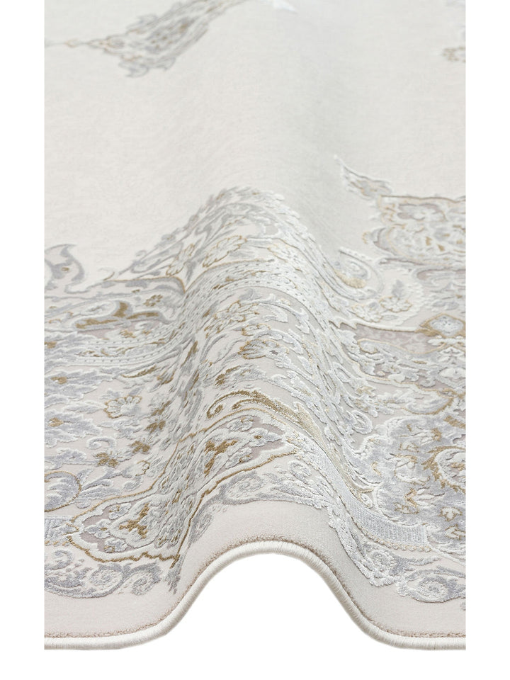 Üsküdar Serisi Yüksek Kaliteli Sık Dokuma Modern Salon Halısı 01 CREAM GREY - Carpetdocia