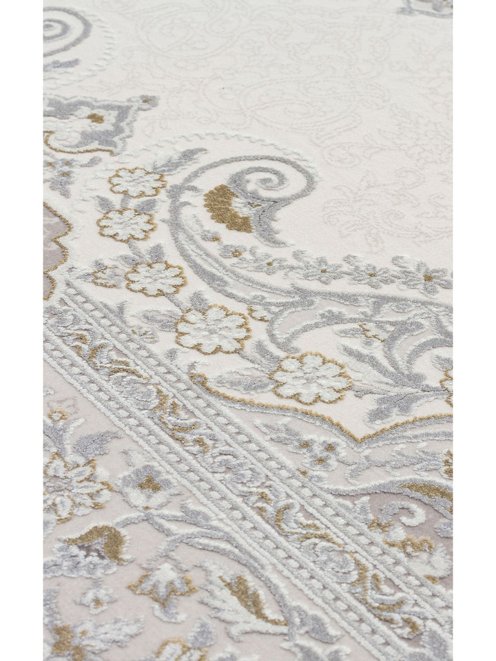Üsküdar Serisi Yüksek Kaliteli Sık Dokuma Modern Salon Halısı 01 CREAM GREY - Carpetdocia