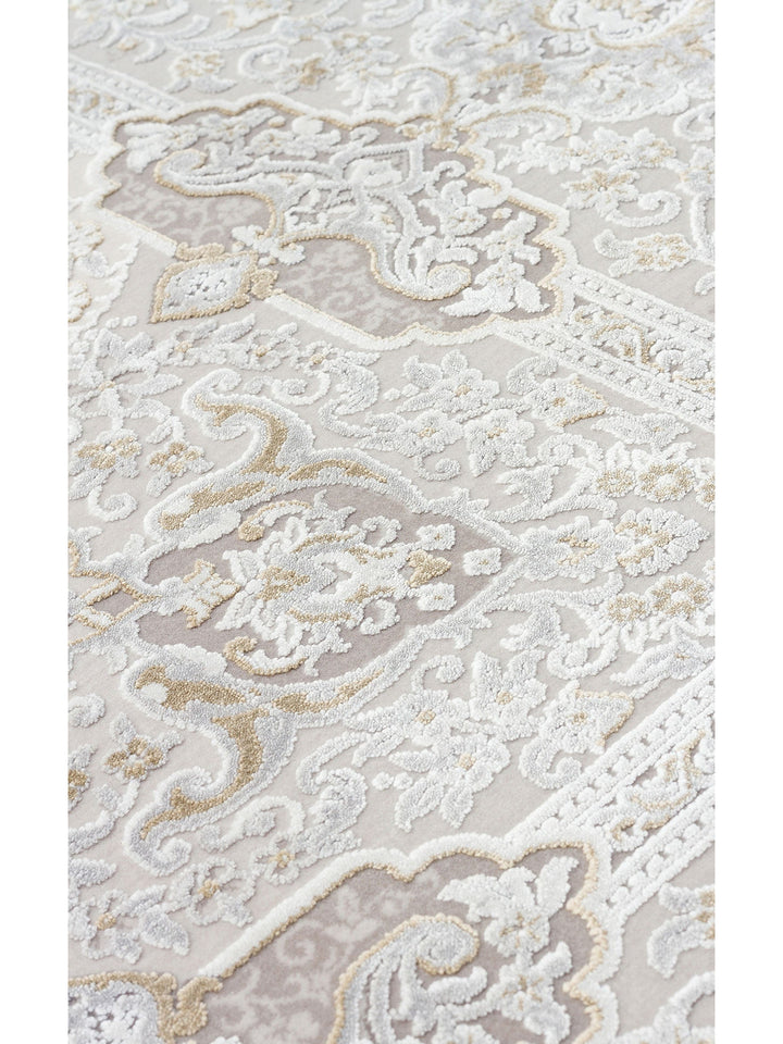 Üsküdar Serisi Yüksek Kaliteli Sık Dokuma Modern Salon Halısı 01 CREAM GREY - Carpetdocia