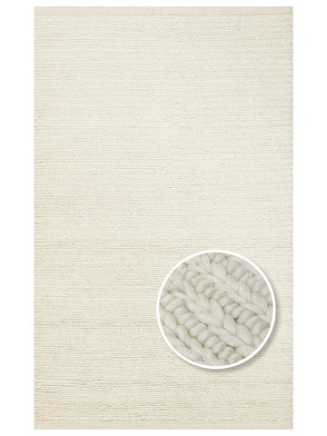 Woolstar %100 Naturel Kazak Desenli Salon Oturma Odası Koridor Antre El Dokuma Örgü Halı 07 WHITE - Carpetdocia
