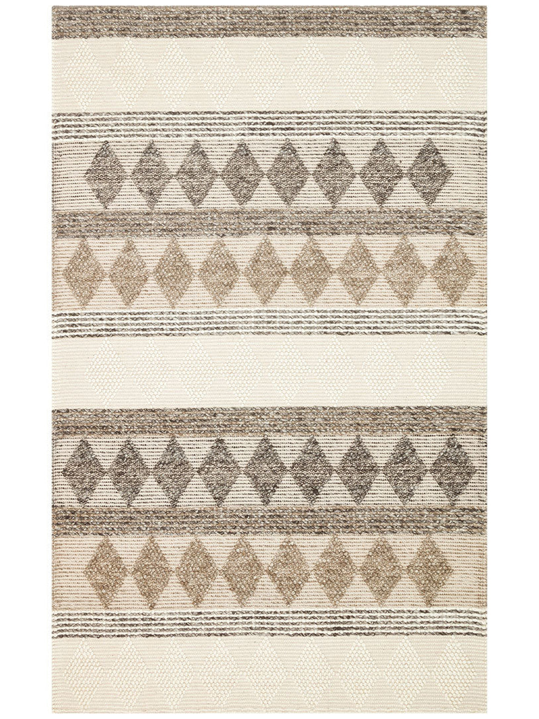 Woolstar %100 Naturel Kazak Desenli Salon Oturma Odası Koridor Antre El Dokuma Örgü Halı JD 01 GREY - Carpetdocia