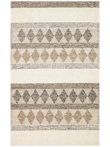 Woolstar %100 Naturel Kazak Desenli Salon Oturma Odası Koridor Antre El Dokuma Örgü Halı JD 01 GREY - Carpetdocia