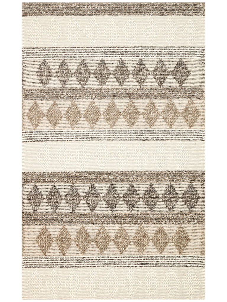 Alfombra tejida a mano Woolstar 100% natural con diseño kazajo para salón, sala de estar, pasillo y entrada JD 01 GREY