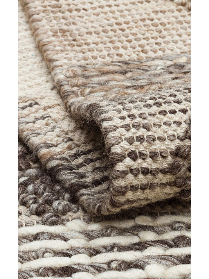 Woolstar %100 Naturel Kazak Desenli Salon Oturma Odası Koridor Antre El Dokuma Örgü Halı JD 01 GREY - Carpetdocia